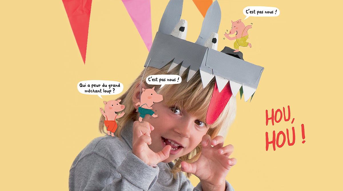 Loup noir. Bricolage facile pour enfant. Activité pour les enfants de 2 à 5  ans. 