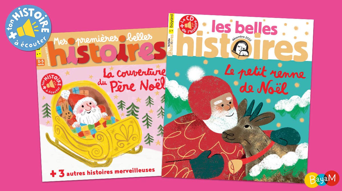 Écoutez les histoires “La couverture du Père Noël” et “Le petit renne de Noël” dans la médiathèque Bayam