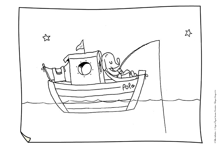 Coloriage à imprimer Polo - Polo dans son bateau